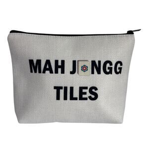 Mah Jongg Tiles Canvas Zipper Pouch Cosmetic Bag Mahjong Gift 9.5x7